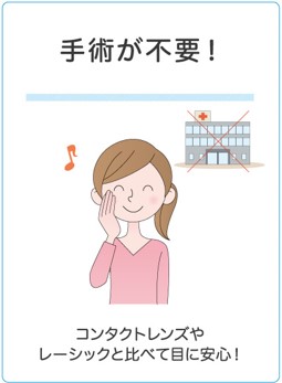 手術が不要！　コンタクトレンズやレーシックと比べて目に安心！